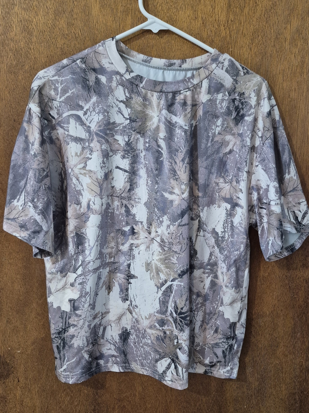 Camouflage Leaf Print Short Sleeve Shirt - Gray/Tan